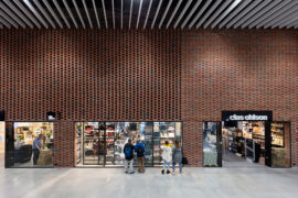 Shop windows in the A Bloc shopping centre in the Aalto University campus in Otaniemi