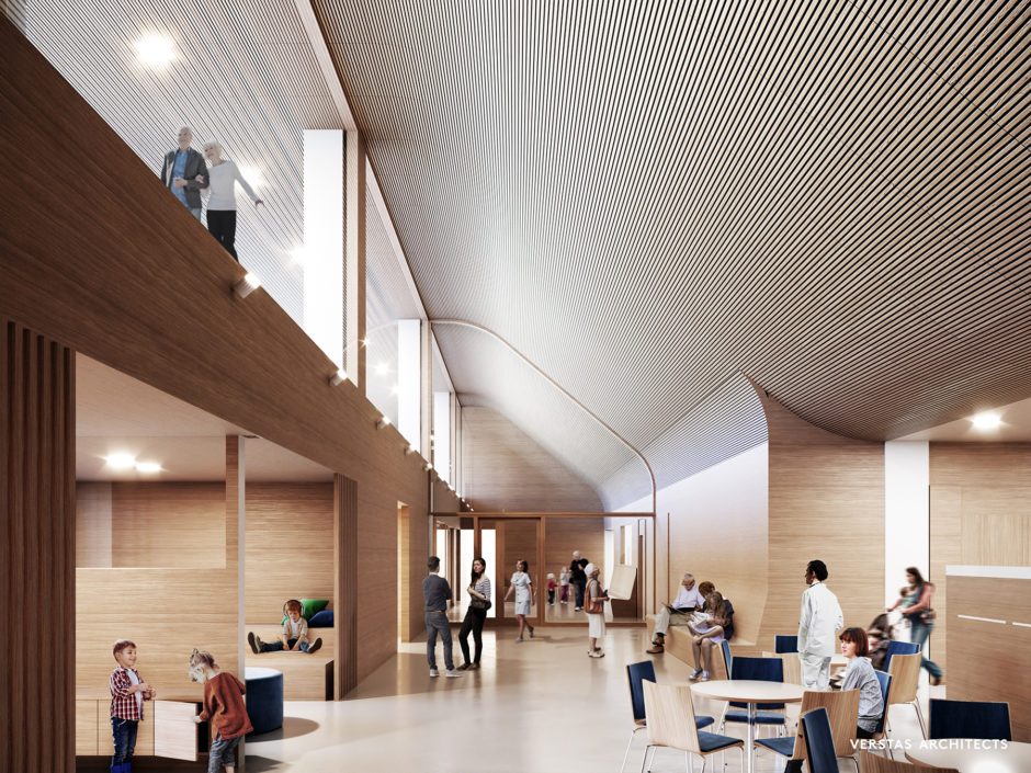 Lobby the Lapland Central Hospital by Verstas Architects